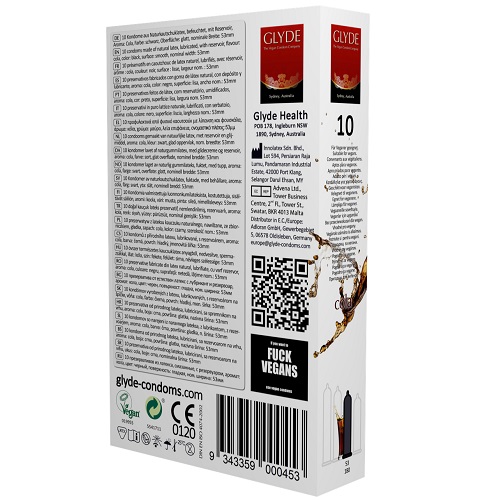 Glyde Ultra Cola Flavour Vegan Condoms 10 Pack - Image 4