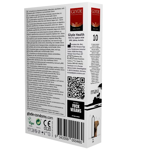 Glyde Ultra Maxi Vegan Condoms 10 Pack - Image 4