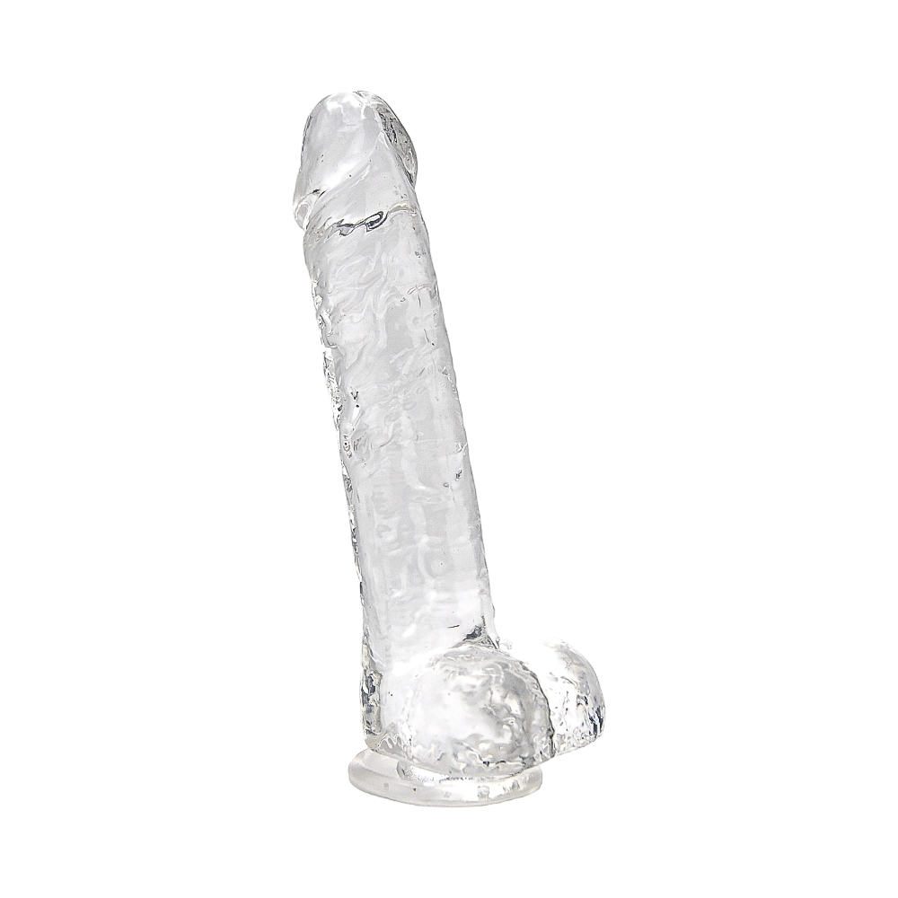 Loving Joy 8 Inch Dildo with Balls Clear - Image 3
