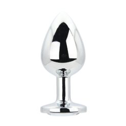 Toosh Silver Metal Butt Plug Large Clear Stone