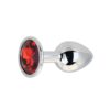 Toosh Silver Metal Butt Plug Small Red Stone - Image 3