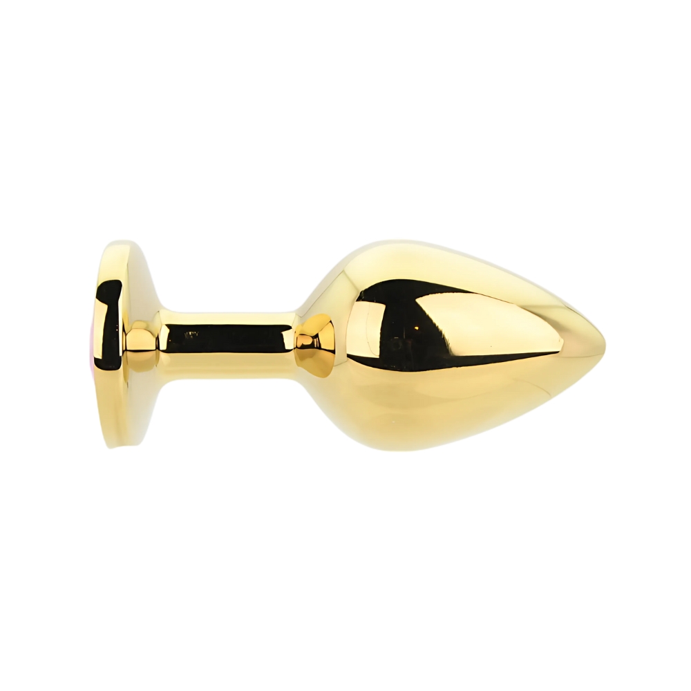 Toosh Gold Metal Butt Plug Medium Pink Stone - Image 3