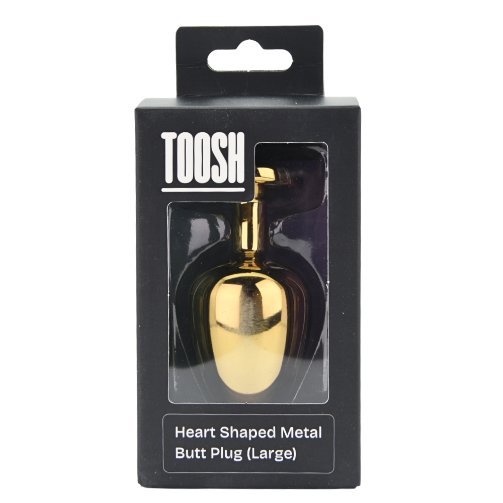 Toosh Heart Shaped Gold Butt Plug with Red Stone Large - Image 7