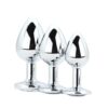 Toosh Metal Butt Plug Silver Set of 3 Clear Stone - Image 3