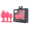 Toosh Silicone Butt Plug Pink Set of 3 Clear Stone - Image 13