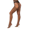 Lace by LJ Rhinestone Fishnet Crotchless Pantyhose Black - Image 3