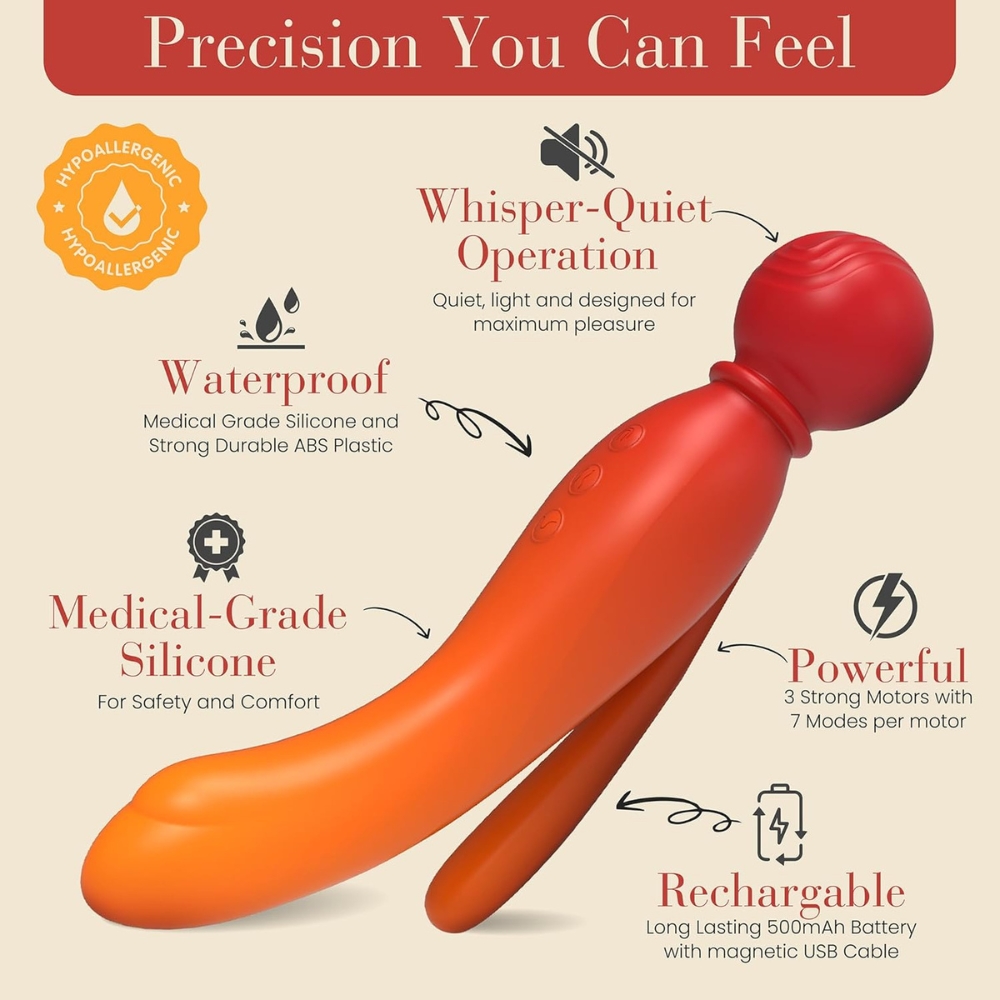 MYLO 3-in-1 Body Wand Massager Fire - Image 5