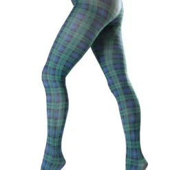 Black Watch Tartan Printed Tights